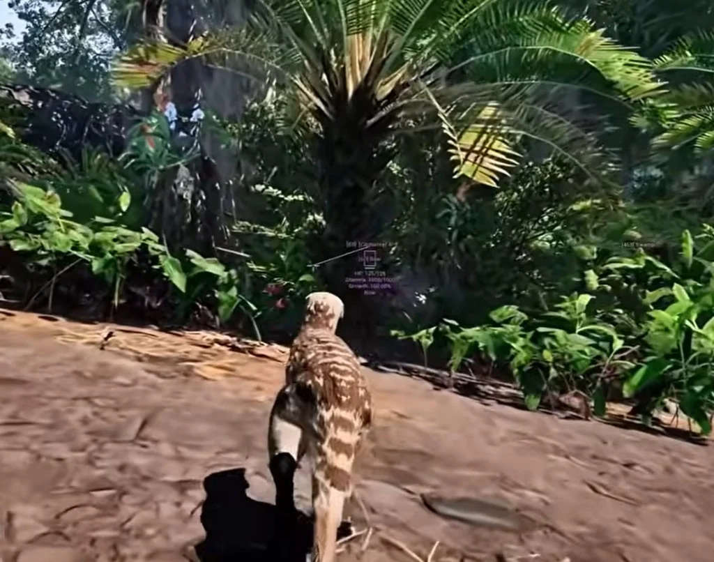 The Isle player ESP on a jungle path
